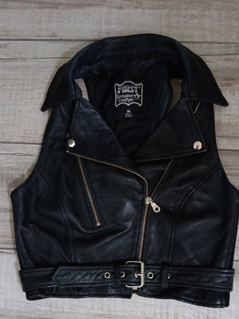 FIRST..SOFT LEATHER HALTER VEST..MEDIUM